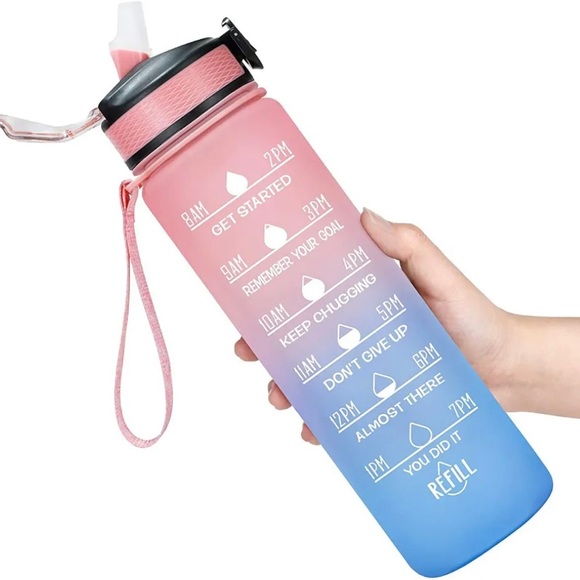 Giotto 32oz Large Leakproof BPA Free Drinking Water Bottle with Time Marker/St - Picture 3 of 3